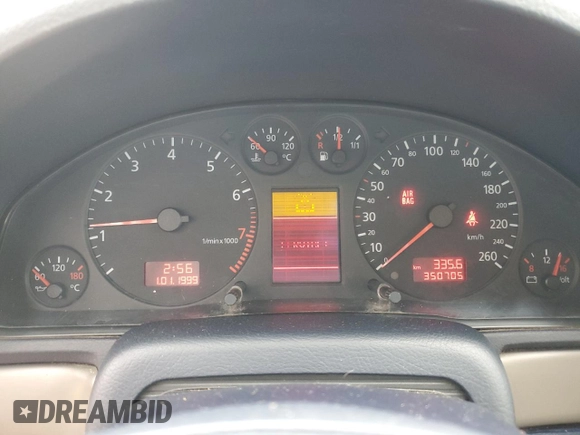 2000 Audi A4 с VIN WAUDC28D6YA043658, выставлен на аукционе Copart как лот 52804415 с пробегом 350 705 миль миль и Списание • Salvage title. История ставок и продаж доступна на DreamBid. Изображение 9.