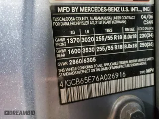 2006 Mercedes-Benz R-Class 3.5L with VIN 4JGCB65E76A026916, listed as a Copart auction lot 82315834 with 0 mi miles and Salvage Title. Bid and sale history available at carsss.com. Image 13.