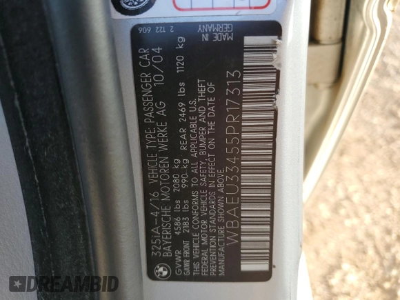 2005 BMW 3 Series 325xi with VIN WBAEU33455PR17313, listed as a Copart auction lot 70640414 with 96,150 mi miles and Salvage Title. Bid and sale history available at carsss.com. Image 12.