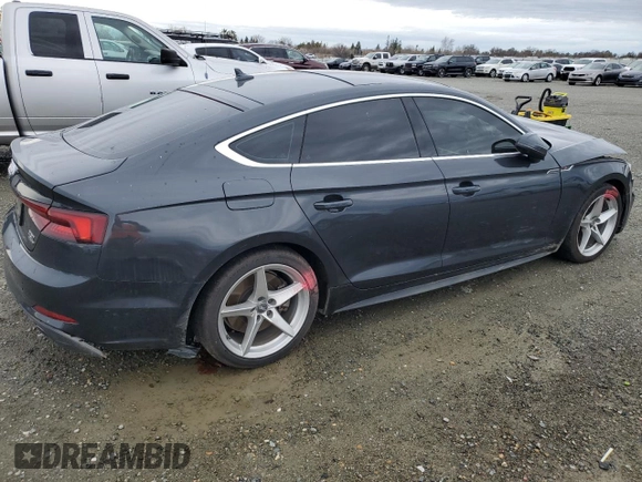 2018 Audi A5 Sportback Premium with VIN WAUDNCF51JA046873, listed as a Copart auction lot 43598815 with 43,297 mi miles and Salvage Title. Bid and sale history available at carsss.com. Image 3.