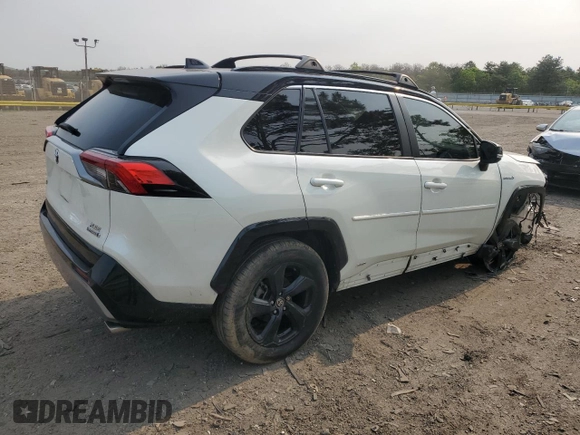 2021 Toyota RAV4 Hybrid XSE with VIN 4T3E6RFV4MU034021, listed as a Copart auction lot 59295175 with 25,500 mi miles and Salvage title. Bid and sale history available at DreamBid. Image 3.