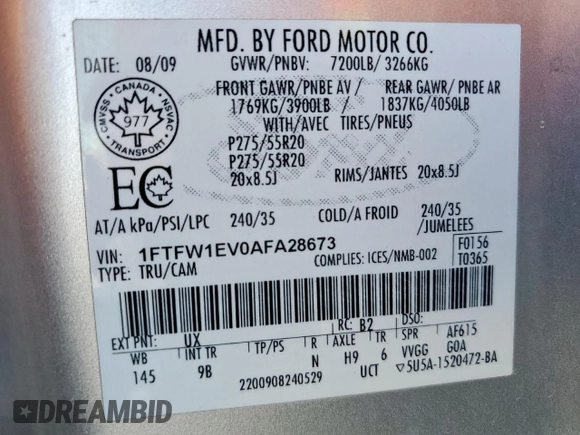 2010 Ford F-150 XL with VIN 1FTFW1EV0AFA28673, listed as a Copart auction lot 50471345 with Not Provided miles and Clean Title. Bid and sale history available at carsss.com. Image 12.