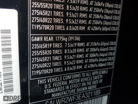 2014 Land Rover Range Rover Sport HSE with VIN SALWR2WF3EA321189, listed as a Copart auction lot 89307255 with 129,147 mi miles and Clean title. Bid and sale history available at DreamBid. Image 13.