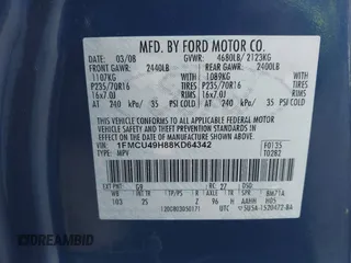 2008 Ford Escape Hybrid with VIN 1FMCU49H88KD64342, listed as a IAAI auction lot 42268501 with 190,000 mi miles and . Bid and sale history available at DreamBid. Image 9.