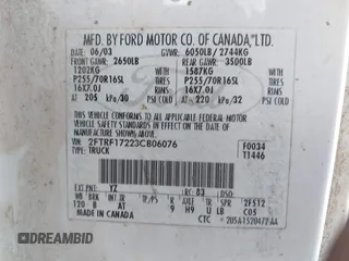 2003 Ford F-150 XL with VIN 2FTRF17223CB06076, listed as a IAAI auction lot 42616706 with 399,659 mi miles and . Bid and sale history available at DreamBid. Image 9.