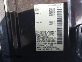 2013 Nissan Maxima SV with VIN 1N4AA5AP8DC816619, listed as a IAAI auction lot 41305096 with Not Provided miles and . Bid and sale history available at carsss.com. Image 9.