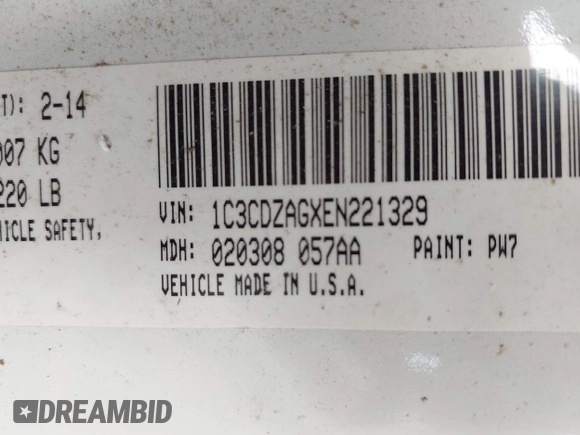 2014 Dodge Avenger SE with VIN 1C3CDZAGXEN221329, listed as a IAAI auction lot 41931109 with 149,715 mi miles. Bid and sale history available at carsss.com. Image 9.