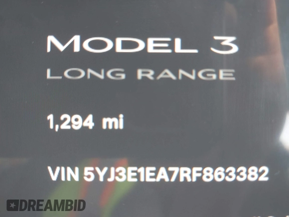 2024 Tesla Model 3 with VIN 5YJ3E1EA7RF863382, listed as a IAAI auction lot 41780246 with 1,294 mi miles and . Bid and sale history available at DreamBid. Image 16.
