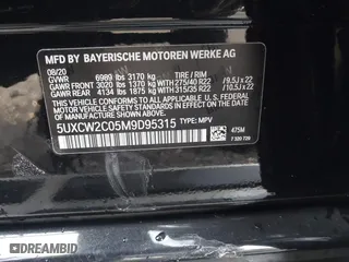 2021 BMW X7 xDrive40i with VIN 5UXCW2C05M9D95315, listed as a IAAI auction lot 41843811 with 58,857 mi miles. Bid and sale history available at carsss.com. Image 9.