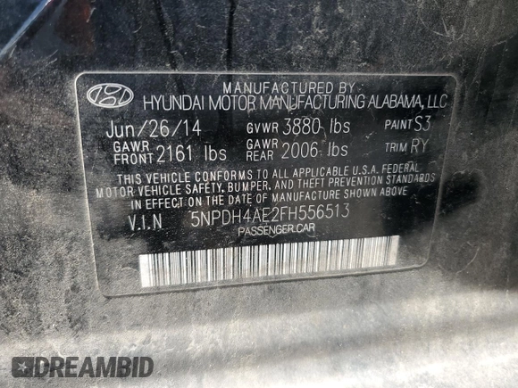 2015 Hyundai Elantra SE z VIN 5NPDH4AE2FH556513, wystawiony jako Copart lot #56348795 z przebiegiem 167 784 mil mil oraz Szkoda całkowita • Salvage title. Historia ofert i sprzedaży dostępna na DreamBid. Obrazek 12.