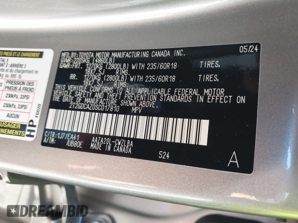 2025 Lexus NX with VIN 2T2GDCAZ0SC017810, listed as a IAAI auction lot 41672741 with 3,801 mi miles. Bid and sale history available at carsss.com. Image 9.