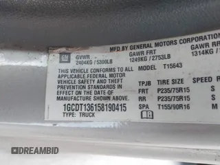 2005 Chevrolet Colorado 1SF LS Z71 z VIN 1GCDT136158190415, wystawiony jako IAAI lot #42059101 z przebiegiem 208 634 mil mil oraz . Historia ofert i sprzedaży dostępna na DreamBid. Obrazek 9.