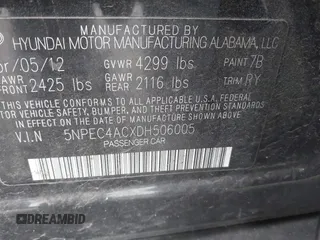 2013 Hyundai Sonata Limited with VIN 5NPEC4ACXDH506005, listed as a IAAI auction lot 41563694 with 154,853 mi miles and . Bid and sale history available at DreamBid. Image 9.