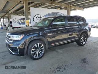 2021 Volkswagen Atlas SEL R-Line with VIN 1V2SR2CAXMC536777, listed as a Copart auction lot 55791765 with 91,323 mi miles and Salvage title. Bid and sale history available at DreamBid. Image 1.