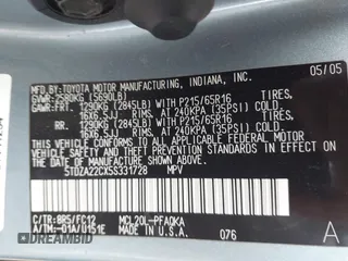 2005 Toyota Sienna XLE with VIN 5TDZA22CX5S331728, listed as a IAAI auction lot 41928071 with 258,417 mi miles and . Bid and sale history available at DreamBid. Image 9.