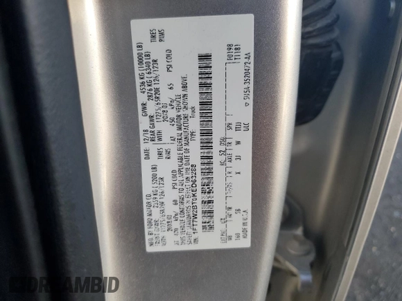 2019 Ford Super Duty F-250 SRW XL with VIN 1FT7W2BT0KED63288, listed as a Copart auction lot 50050435 with 234,096 mi miles and Salvage Title. Bid and sale history available at carsss.com. Image 10.