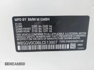 2020 BMW M8 Competition with VIN WBSGV0C06LCE13907, listed as a IAAI auction lot 41094394 with 24,506 mi miles. Bid and sale history available at carsss.com. Image 9.