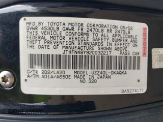 2002 Lexus SC 430 z VIN JTHFN48Y920032217, wystawiony jako IAAI lot #42091287 z przebiegiem 62 093 mil mil oraz . Historia ofert i sprzedaży dostępna na DreamBid. Obrazek 9.