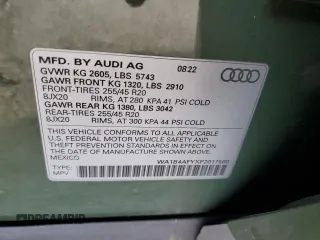 2023 Audi SQ5 Premium Plus with VIN WA1B4AFYXP2017560, listed as a Copart auction lot 72750824 with 14,447 mi miles and Salvage Title. Bid and sale history available at carsss.com. Image 15.