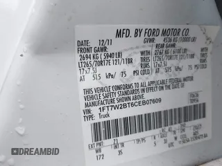 2012 Ford F-250 XL with VIN 1FT7W2BT6CEB07609, listed as a IAAI auction lot 42264092 with 226,511 mi miles and . Bid and sale history available at DreamBid. Image 9.
