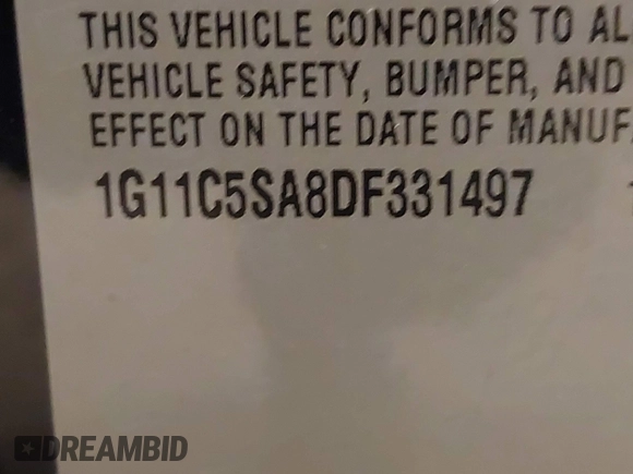 2013 Chevrolet Malibu LT with VIN 1G11C5SA8DF331497, listed as a IAAI auction lot 41457206 with Not Provided miles and . Bid and sale history available at DreamBid. Image 9.