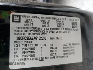 2010 Chevrolet Silverado 1500 LT with VIN 3GCRCSEA9AG182838, listed as a Copart auction lot 84895874 with 120,818 mi miles and Salvage Title. Bid and sale history available at DreamBid. Image 12.