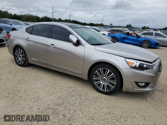 2014 Kia Cadenza Premium with VIN KNALN4D77E5134265, listed as a Copart auction lot 74512754 with 0 mi miles and Salvage Title. Bid and sale history available at carsss.com. Image 4.