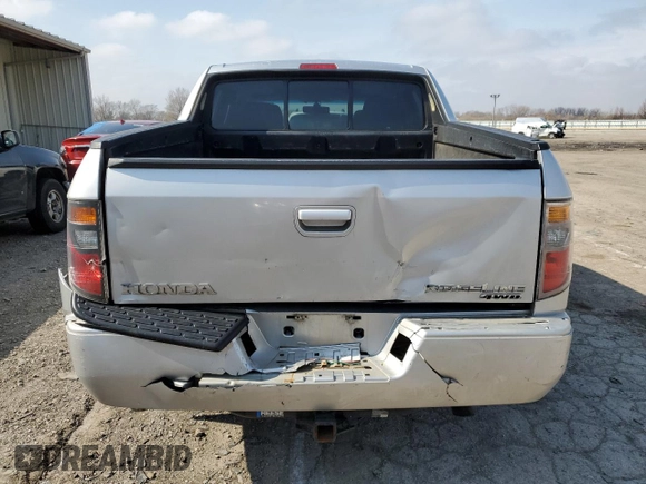 2006 Honda Ridgeline RTL with VIN 2HJYK16596H540209, listed as a Copart auction lot 51762595 with 172,736 mi miles and Salvage Title. Bid and sale history available at carsss.com. Image 6.
