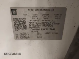 2019 GMC Acadia SLE with VIN 1GKKNKLAXKZ219061, listed as a IAAI auction lot 41198835 with 106,356 mi miles. Bid and sale history available at carsss.com. Image 9.