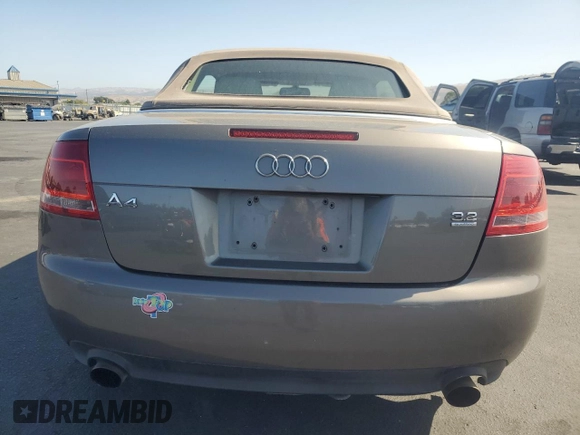 2007 Audi A4 3.2L with VIN WAUDH48H27K021925, listed as a Copart auction lot 60487555 with 143,947 mi miles and Salvage title. Bid and sale history available at DreamBid. Image 6.