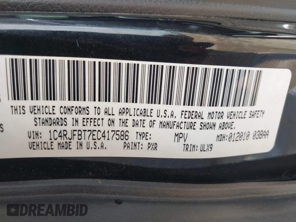 2014 Jeep Grand Cherokee Limited with VIN 1C4RJFBT7EC417586, listed as a IAAI auction lot 42415849 with 133,267 mi miles and . Bid and sale history available at DreamBid. Image 9.