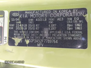 2015 Kia Soul + with VIN KNDJP3A52F7789764, listed as a IAAI auction lot 41728283 with 136,085 mi miles. Bid and sale history available at carsss.com. Image 9.