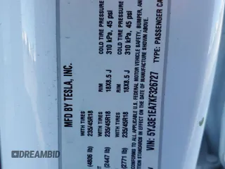 2019 Tesla Model 3 Mid Range z VIN 5YJ3E1EA7KF326727, wystawiony jako Copart lot #56243505 z przebiegiem 49 009 mil mil oraz Szkoda całkowita • Salvage title. Historia ofert i sprzedaży dostępna na DreamBid. Obrazek 13.