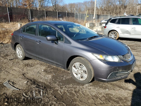 2014 Honda Civic Sedan LX with VIN 2HGFB2F55EH506012, listed as a Copart auction lot 45542855 with 186,712 mi miles and Salvage Title. Bid and sale history available at carsss.com. Image 4.