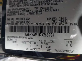 2016 Ford Mustang V6 с VIN 1FA6P8AM1G5263994, выставлен на аукционе IAAI как лот 41407041 с пробегом 128 240 миль миль и . История ставок и продаж доступна на DreamBid. Изображение 9.
