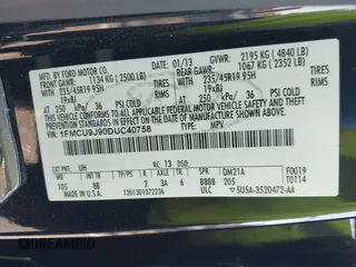 2013 Ford Escape Titanium с VIN 1FMCU9J90DUC40758, выставлен на аукционе IAAI как лот 41927827 с пробегом 110 614 миль миль и . История ставок и продаж доступна на DreamBid. Изображение 9.