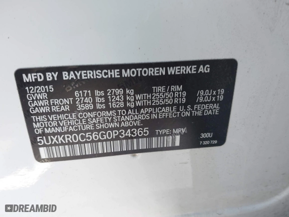 2016 BMW X5 xDrive35i with VIN 5UXKR0C56G0P34365, listed as a IAAI auction lot 41588869 with 105,250 mi miles. Bid and sale history available at carsss.com. Image 9.