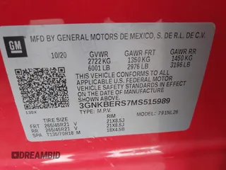 2021 Chevrolet Blazer RS с VIN 3GNKBERS7MS515989, выставлен на аукционе IAAI как лот 41854514 с пробегом 78 350 миль миль и . История ставок и продаж доступна на DreamBid. Изображение 9.