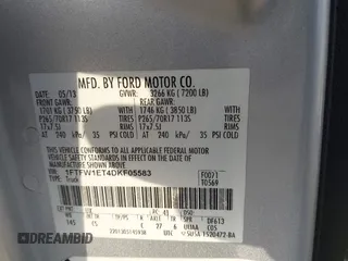 2013 Ford F-150 XL z VIN 1FTFW1ET4DKF05583, wystawiony jako IAAI lot #41864594 z przebiegiem 244 402 mil mil oraz . Historia ofert i sprzedaży dostępna na DreamBid. Obrazek 9.