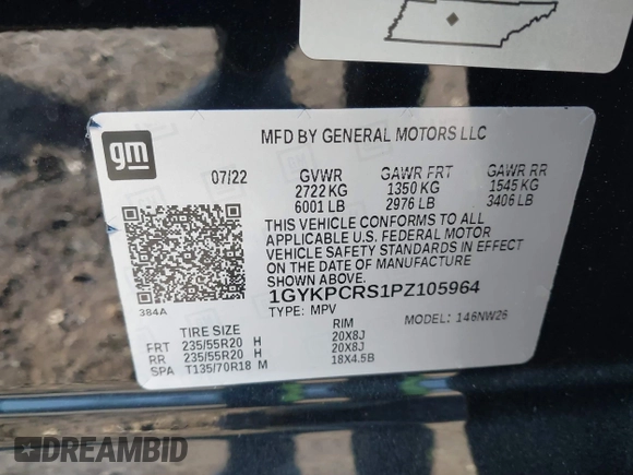 2023 Cadillac XT6 FWD Premium Luxury with VIN 1GYKPCRS1PZ105964, listed as a IAAI auction lot 41525039 with 70,603 mi miles and . Bid and sale history available at DreamBid. Image 9.