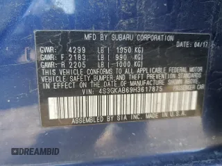 2017 Subaru Impreza Premium z VIN 4S3GKAB69H3617875, wystawiony jako Copart lot #47368885 z przebiegiem 92 434 mil mil oraz Szkoda całkowita • Salvage title. Historia ofert i sprzedaży dostępna na DreamBid. Obrazek 12.
