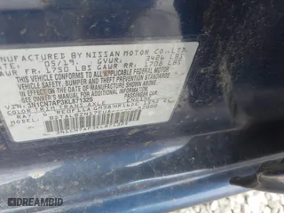 2019 Nissan Versa Sedan SV with VIN 3N1CN7AP3KL871325, listed as a IAAI auction lot 41170018 with 91,675 mi miles. Bid and sale history available at carsss.com. Image 9.
