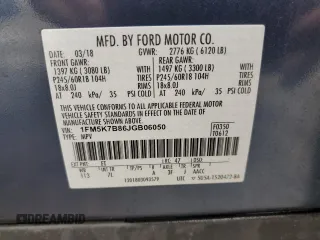 2018 Ford Explorer с VIN 1FM5K7B86JGB06050, выставлен на аукционе Copart как лот 57459035 с пробегом 121 306 миль миль и Списание • Salvage title. История ставок и продаж доступна на DreamBid. Изображение 14.