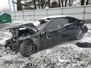2018 Infiniti Q50 3.0t Luxe with VIN JN1EV7AR2JM444975, listed as a Copart auction lot 45145505 with 100,570 mi miles and Salvage Title. Bid and sale history available at carsss.com. Image 1.