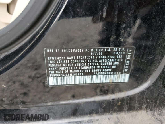 2014 Volkswagen Jetta Sedan SE w/Connectivity with VIN 3VWD07AJXEM209099, listed as a Copart auction lot 45860565 with 111,046 mi miles and Salvage Title. Bid and sale history available at carsss.com. Image 14.