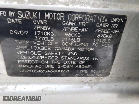 2010 Suzuki SX4 LE with VIN JS2YC5A25A6300970, listed as a Copart auction lot 81596084 with 142,083 mi miles and Salvage Title. Bid and sale history available at carsss.com. Image 13.