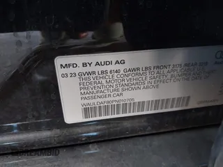 2023 Audi A8 with VIN WAULDAF80PN010705, listed as a IAAI auction lot 41831684 with 13,209 mi miles. Bid and sale history available at carsss.com. Image 9.