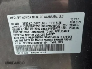 2017 Honda Pilot Touring with VIN 5FNYF6H93HB081824, listed as a Copart auction lot 49156465 with 54,227 mi miles and Salvage Title. Bid and sale history available at carsss.com. Image 13.