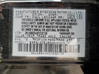 2025 Nissan Sentra SV with VIN 3N1AB8CV4SY230138, listed as a Copart auction lot 47992355 with 1,878 mi miles and Salvage Title. Bid and sale history available at carsss.com. Image 14.