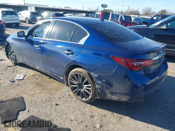 2019 Infiniti Q50 RED SPORT 400 with VIN JN1FV7AP8KM780182, listed as a IAAI auction lot 41682121 with 73,110 mi miles. Bid and sale history available at carsss.com. Image 3.